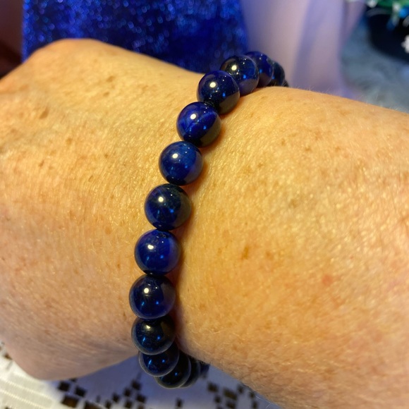 NWT UNISEX BLUE TIGER EYE BEADED ADJUSTABLE TO FIT OTTO MEN AND WOMEN - Picture 9 of 13